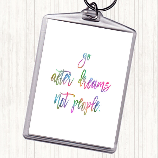 Go After Dreams Rainbow Quote Bag Tag Keychain Keyring