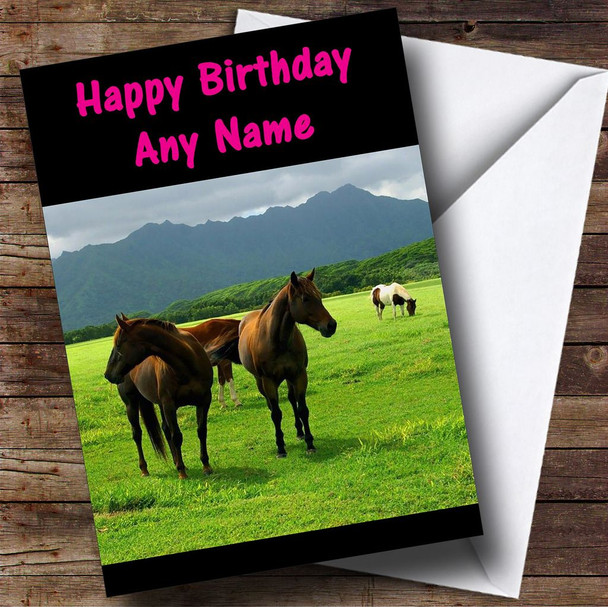 Horses Personalised Birthday Card