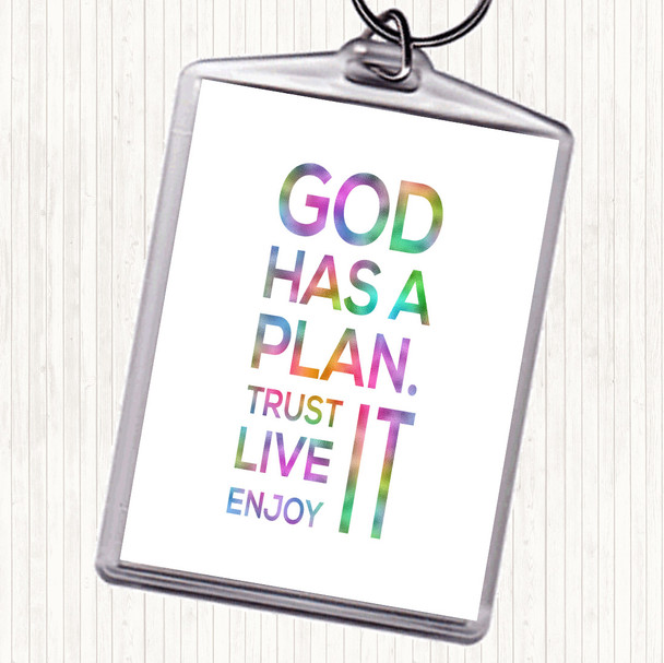 God Has A Plan Rainbow Quote Bag Tag Keychain Keyring