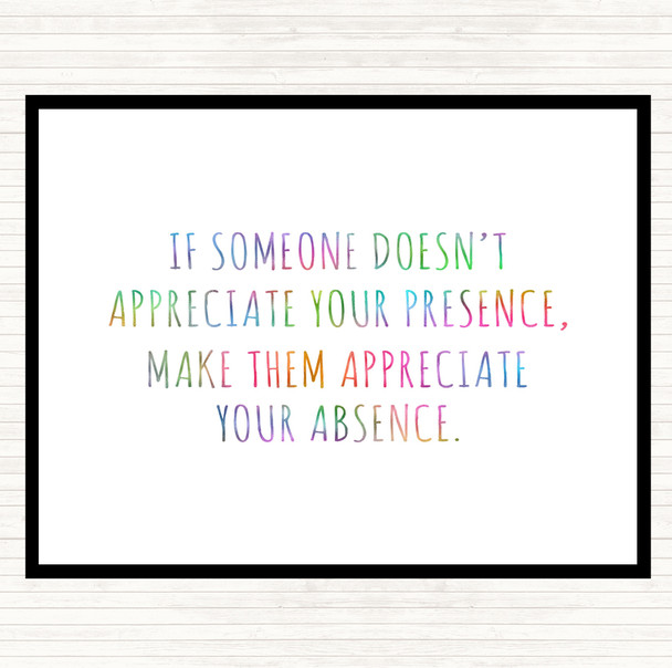 Appreciate Your Presence Rainbow Quote Dinner Table Placemat