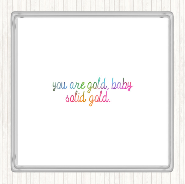 Gold Baby Rainbow Quote Drinks Mat Coaster