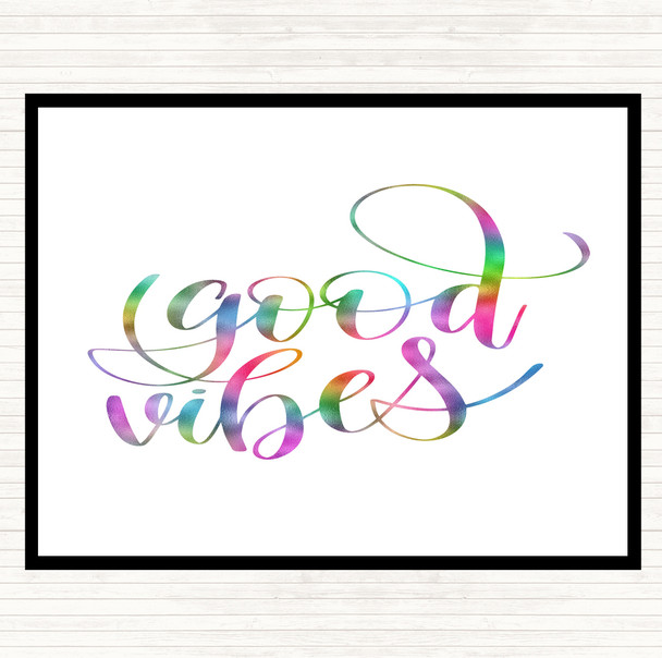 Good Vibes Rainbow Quote Mouse Mat Pad