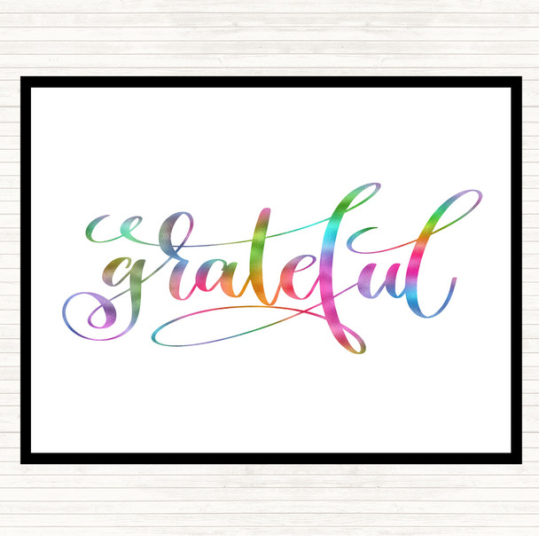 Grateful Swirl Rainbow Quote Dinner Table Placemat