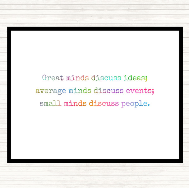 Great Minds Discuss Ideas Rainbow Quote Mouse Mat Pad