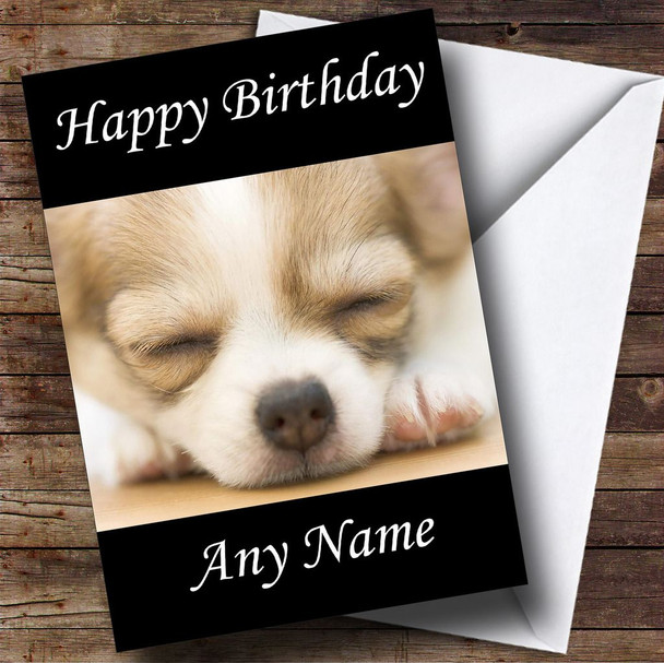 Sleeping Puppy Face Personalised Birthday Card