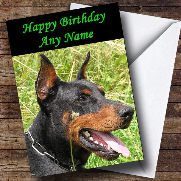 Doberman Dog Portrait Personalised Birthday Card