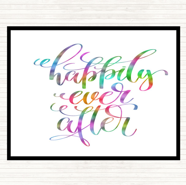 Happily Ever After Rainbow Quote Mouse Mat Pad