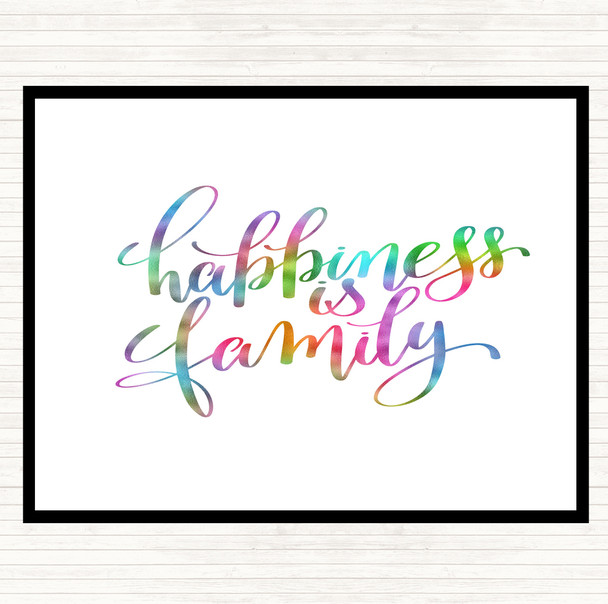 Happiness Is Family Rainbow Quote Mouse Mat Pad