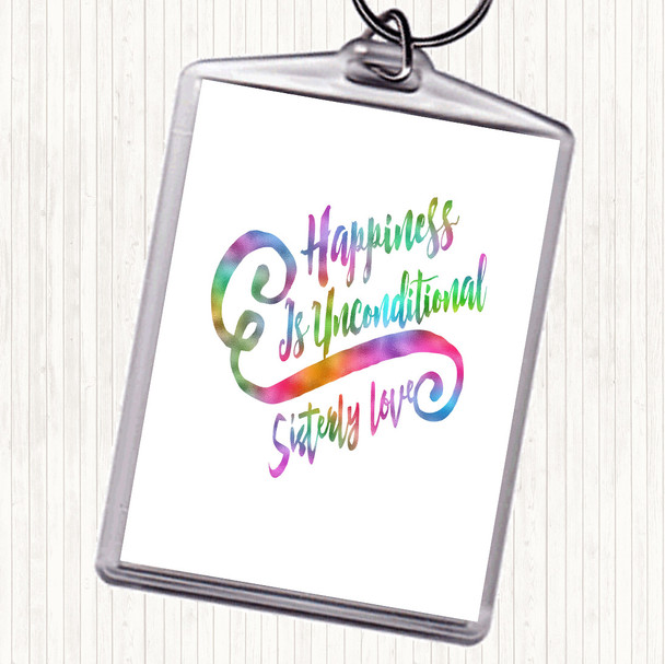 Happiness Is Rainbow Quote Bag Tag Keychain Keyring