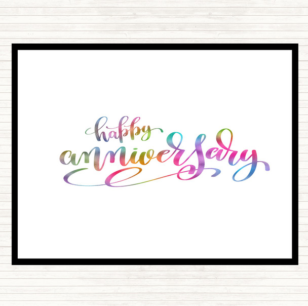 Happy Anniversary Rainbow Quote Mouse Mat Pad