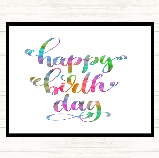 Happy Birth Day Rainbow Quote Dinner Table Placemat