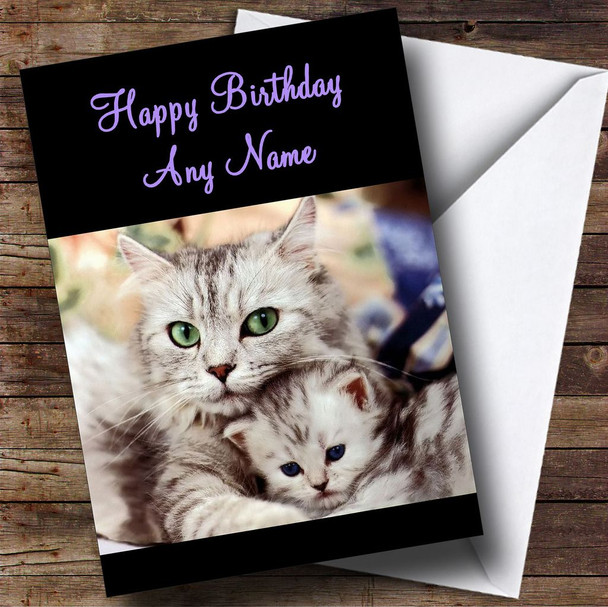 Kitten & Mum Sweet Personalised Birthday Card