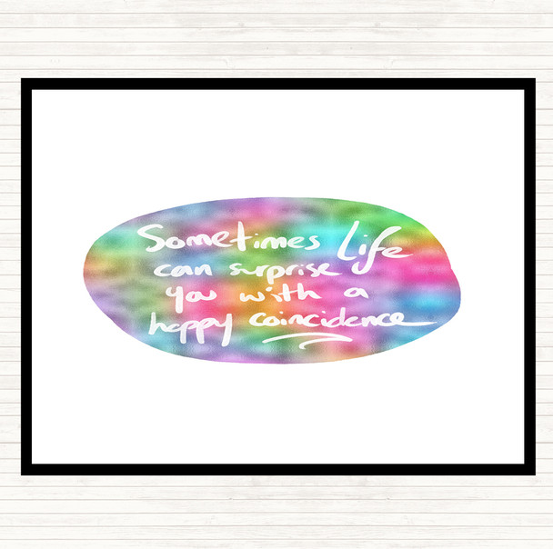Happy Coincidence Rainbow Quote Mouse Mat Pad