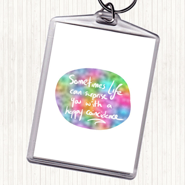 Happy Coincidence Rainbow Quote Bag Tag Keychain Keyring