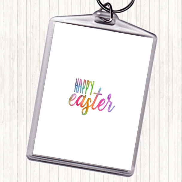 Happy Easter Rainbow Quote Bag Tag Keychain Keyring