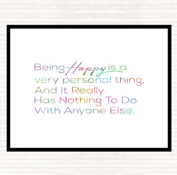 Happy Is Personal Rainbow Quote Mouse Mat Pad