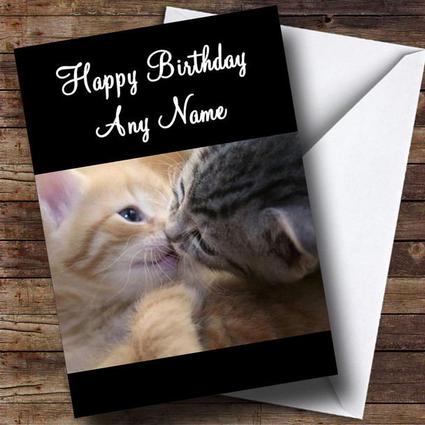 Sweet Kissing Kittens Personalised Birthday Card