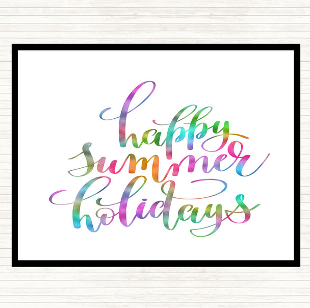 Happy Summer Holidays Rainbow Quote Mouse Mat Pad