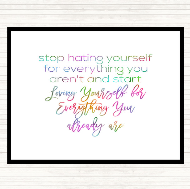 Hating Yourself Rainbow Quote Mouse Mat Pad