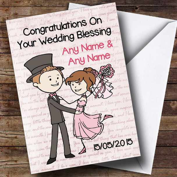 Pink Love Script Personalised Wedding Blessing Card