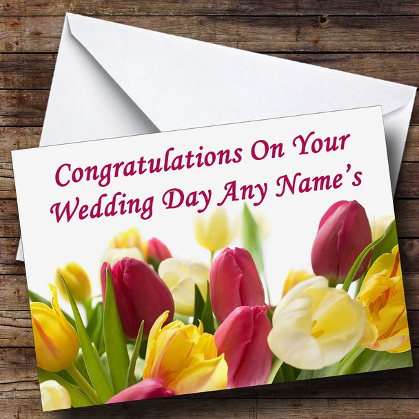 Tulips Personalised Wedding Day Card