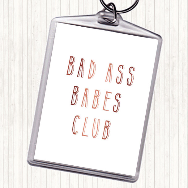 Rose Gold Babes Club Quote Bag Tag Keychain Keyring
