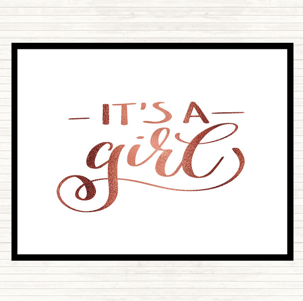 Rose Gold Its A Girl Quote Dinner Table Placemat