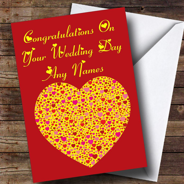 Yellow Heart Romantic Personalised Wedding Day Card