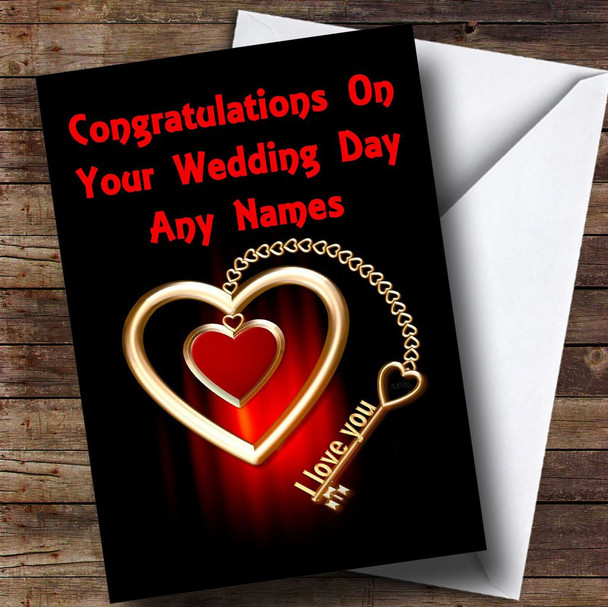 Key To My Heart Romantic Personalised Wedding Day Card