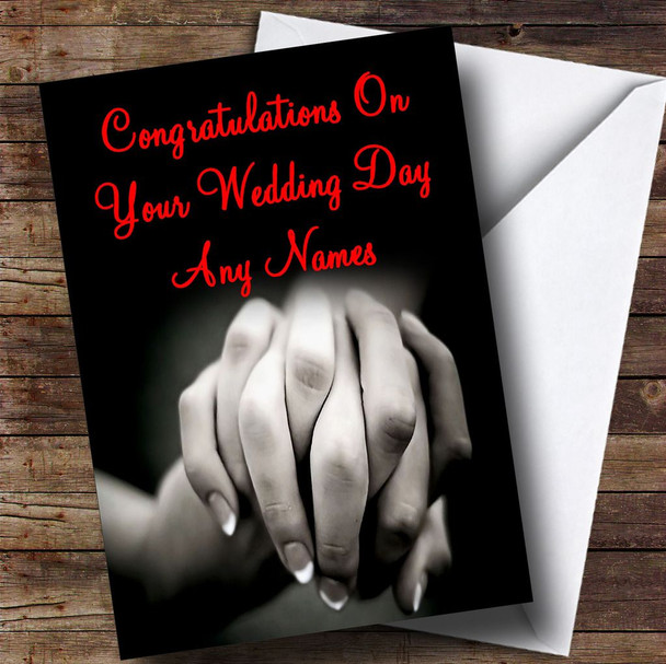 Holding Hands Romantic Personalised Wedding Day Card