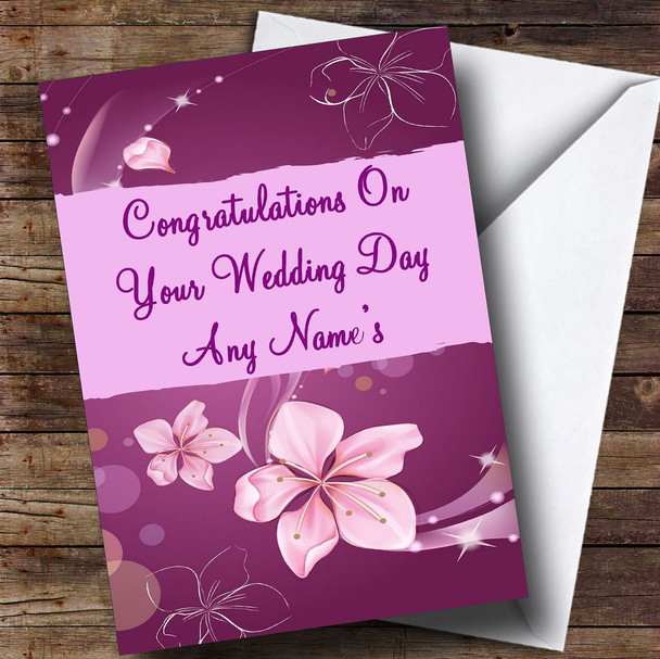 Purple Personalised Wedding Day Card