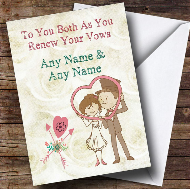 Couple Heart Frame Personalised Renewal Of Vows Card