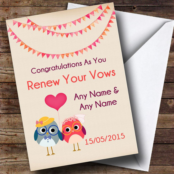 Bunting & Owls Personalised Renewal Of Vows Card