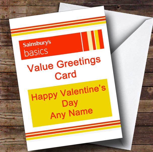 Funny Joke Sainsbury's Basics Spoof Personalised Valentine's Card