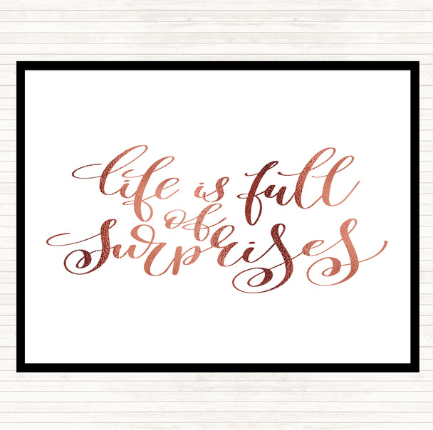 Rose Gold Life Full Surprises Quote Mouse Mat Pad