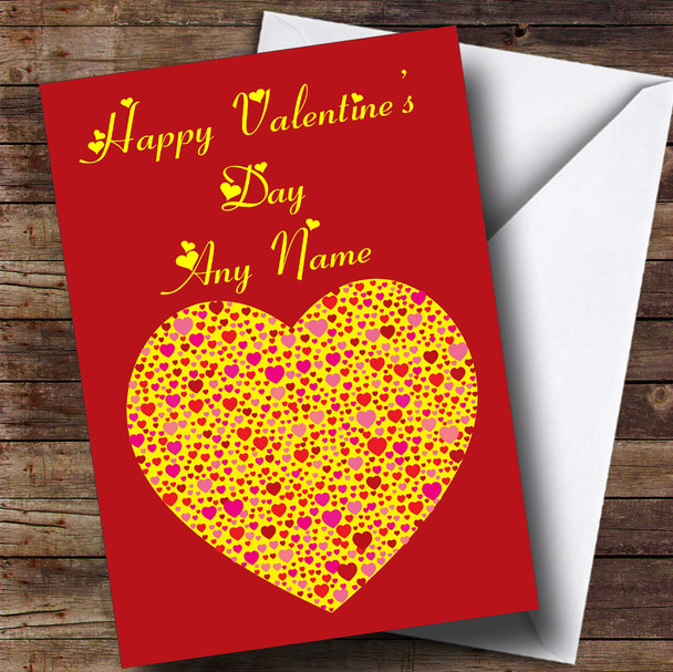 Yellow Heart Romantic Personalised Valentine's Card