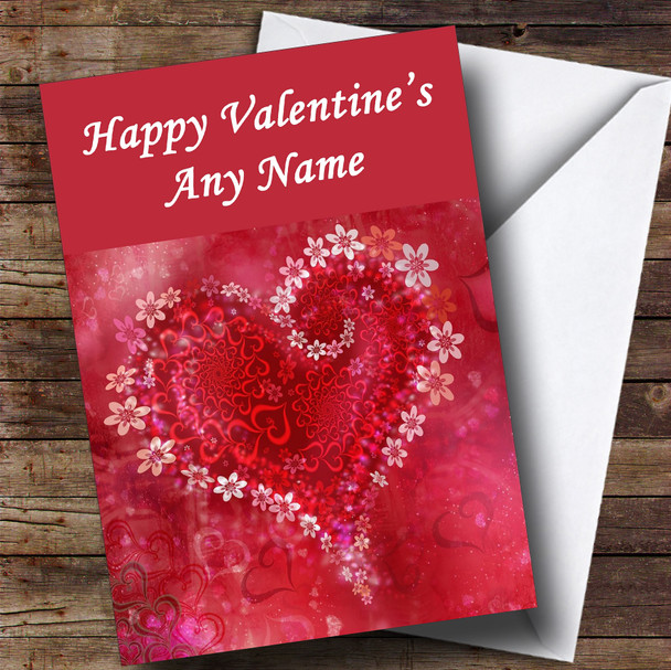 Red Flower Love Heart Romantic Personalised Valentine's Card