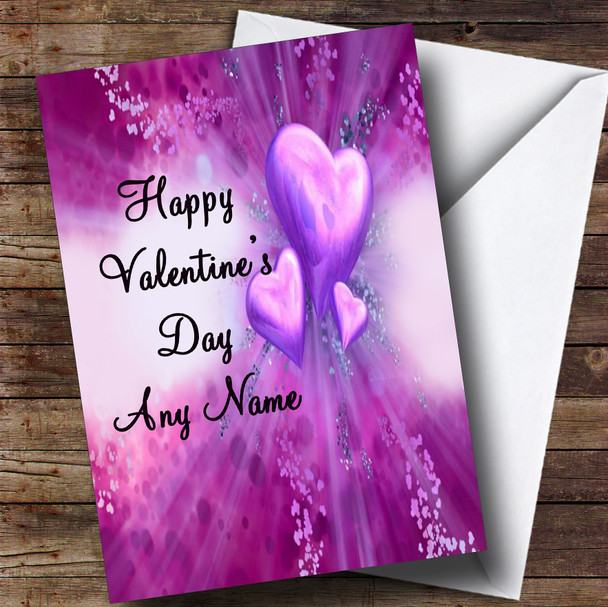 Purple Hearts Romantic Personalised Valentine's Card
