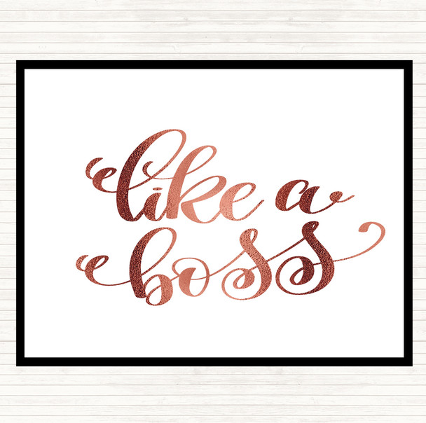 Rose Gold Like A Boss Swirl Quote Mouse Mat Pad