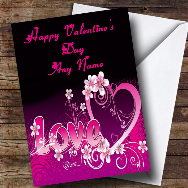 Pink Love Romantic Personalised Valentine's Card