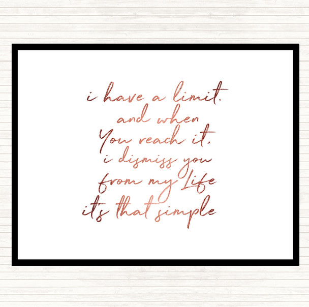 Rose Gold Limit Quote Dinner Table Placemat