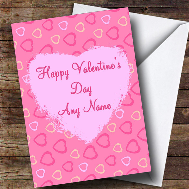 Pretty Pink Love Hearts Romantic Personalised Valentine's Card