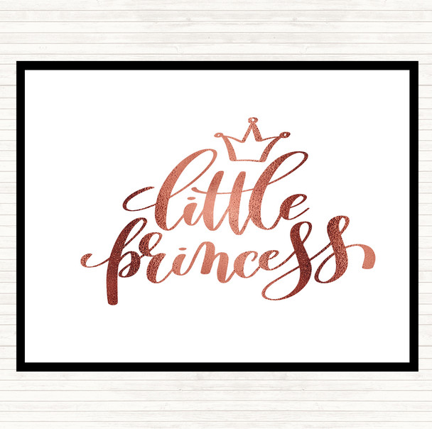 Rose Gold Little Princess Quote Dinner Table Placemat