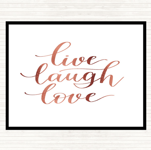 Rose Gold Live Laugh Love Quote Mouse Mat Pad