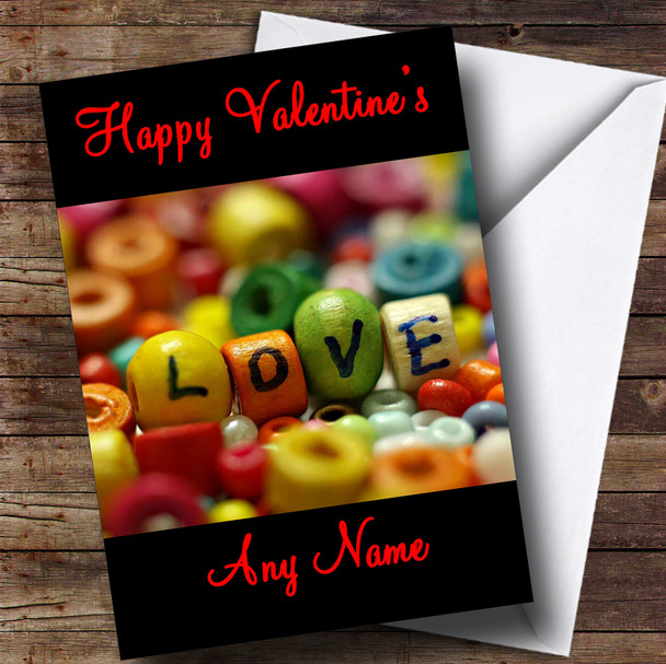Love Beads Romantic Personalised Valentine's Card
