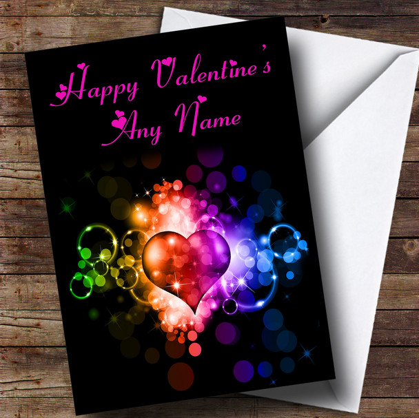 Colourful Love Heart Romantic Personalised Valentine's Card