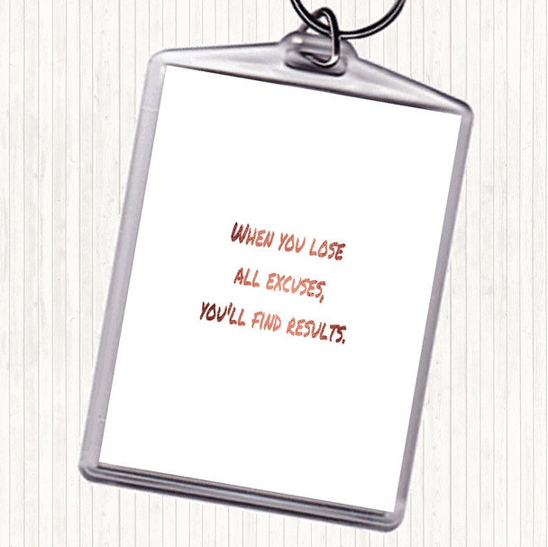Rose Gold Lose All Excuses Quote Bag Tag Keychain Keyring