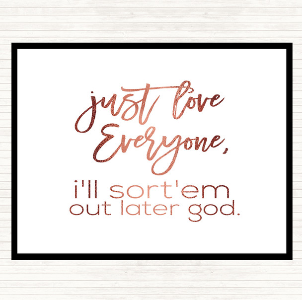 Rose Gold Love Everyone Quote Mouse Mat Pad