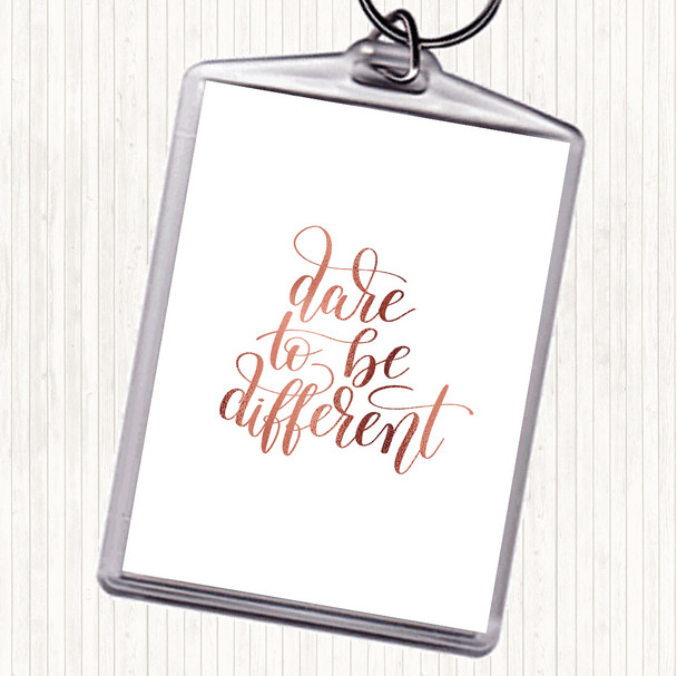 Rose Gold Be Different Swirl Quote Bag Tag Keychain Keyring