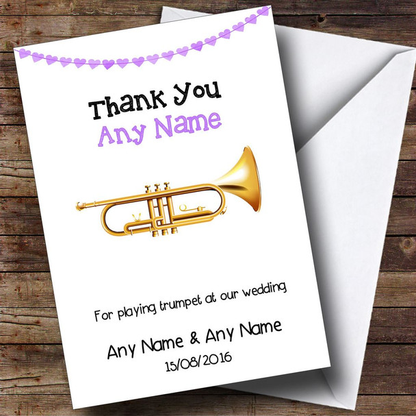 Thank You For Playing Trumpet At Our Wedding Personalised Thank You Card